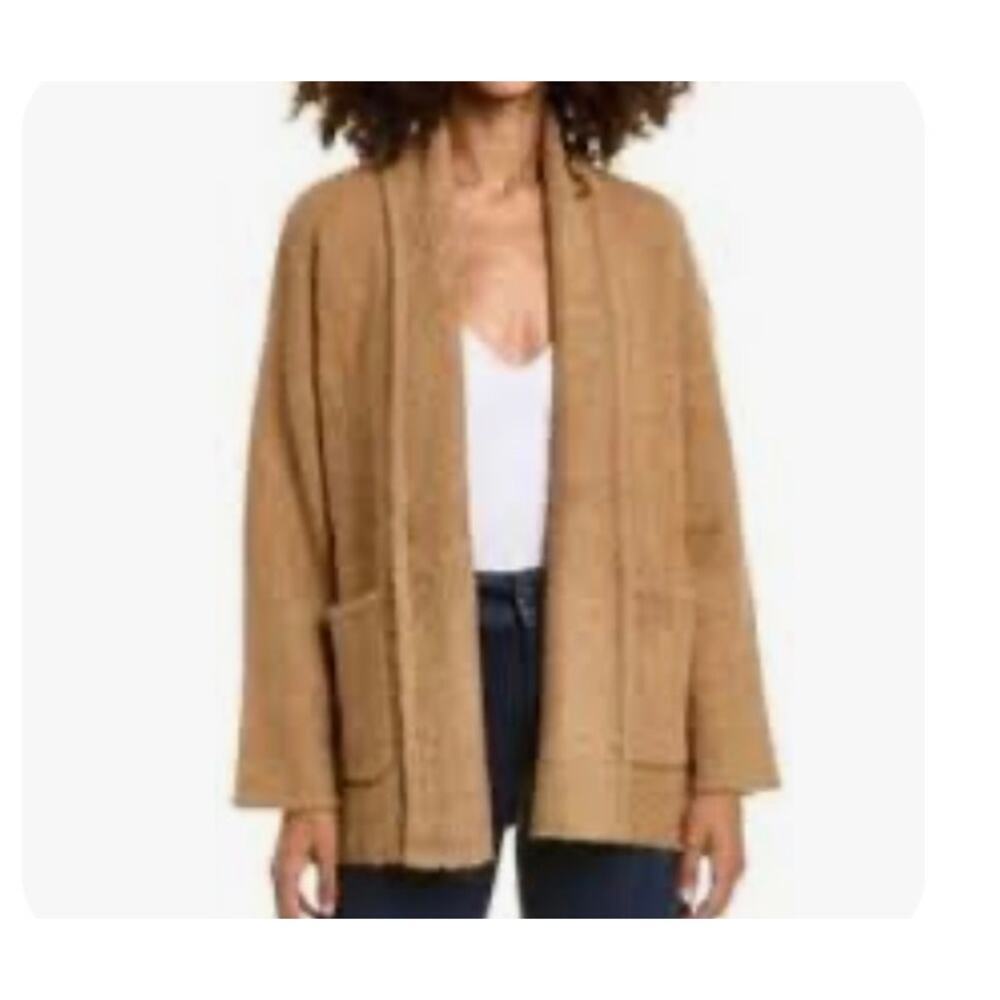 Madewell Gallatin Shawl Collar Cardigan Sweater Camel Tan Oversized Cozy Pockets